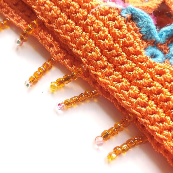 VTG Crochet Sweater XL Floral Colorful Embellished Cardigan Berek Takako Sakon - Picture 10 of 16